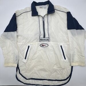 Vintage REEBOK Pullover Windbreaker Jacket White Blue Size Large Y2K 90's 2000's